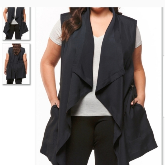 DeX black moda cotton vest pockets XS